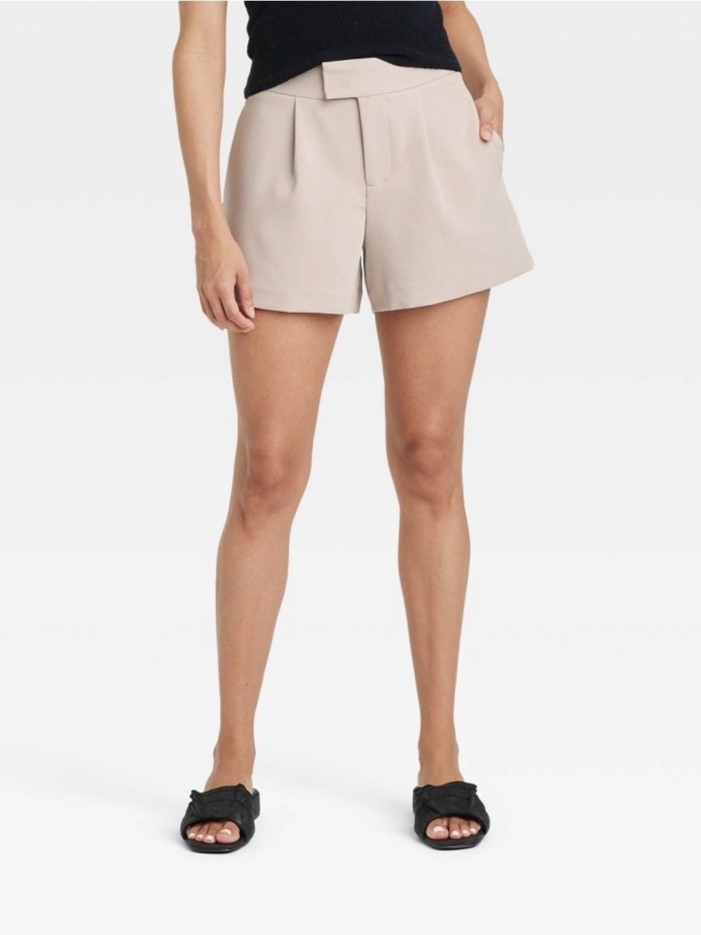 NWT A New Day Beige Tailored Shorts Size 6 High Waist Chic